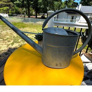 Vintage galvanized watering can long spout